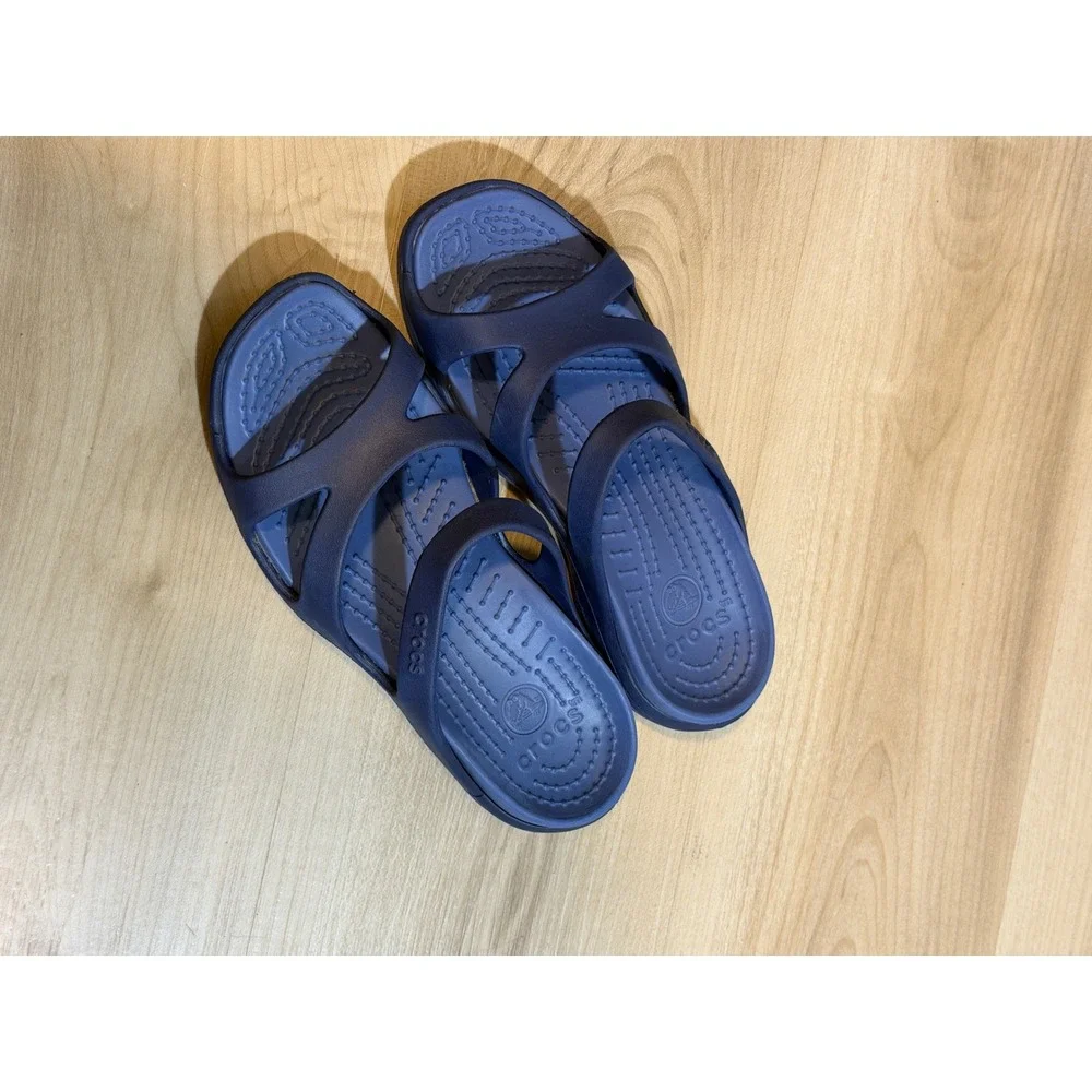 Crocs Kadee II Sandal Navy Blue W 6 Women Strappy Slip On Comfort